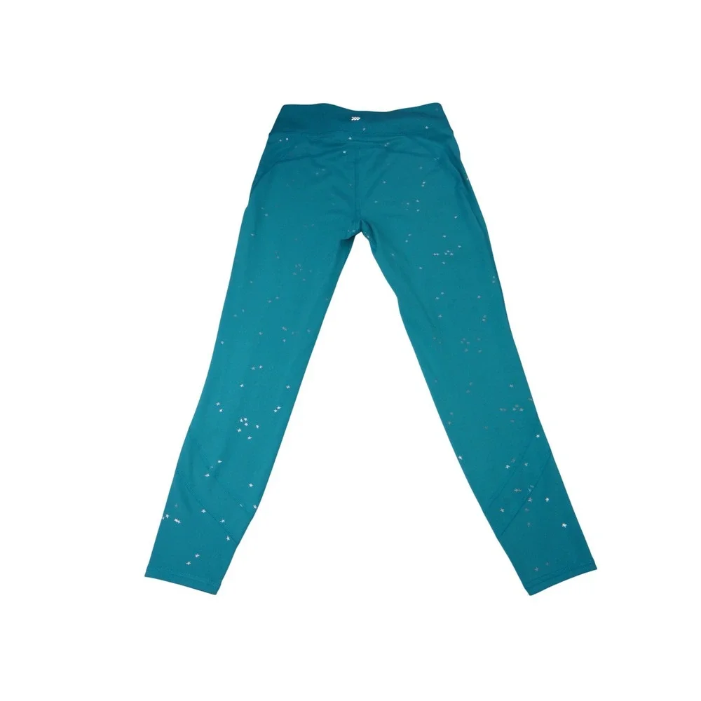 All In Motion Teal Star‎ Print Athleisure Leggings Youth Size XL 14 16